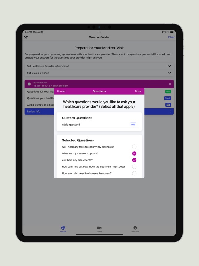 AHRQ Question Builder screenshot 3 of 29