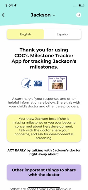 CDC's Milestone Tracker screenshot 8 of 16