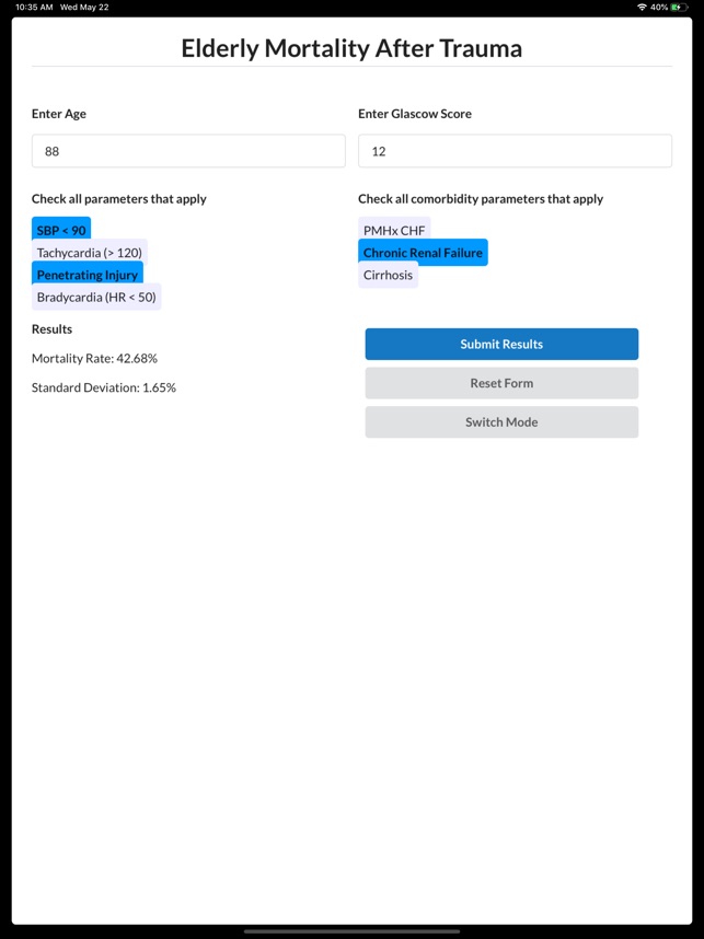 Elderly Mortality After Trauma screenshot 2 of 6