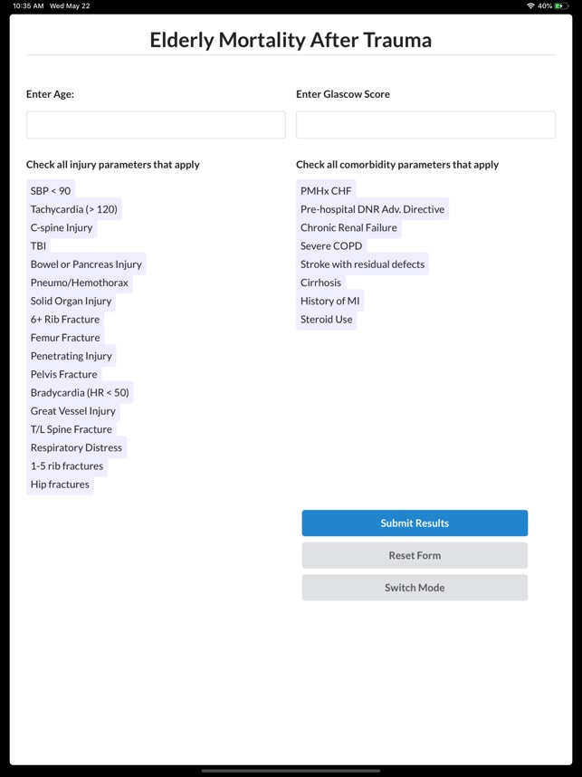 Elderly Mortality After Trauma screenshot 3 of 6