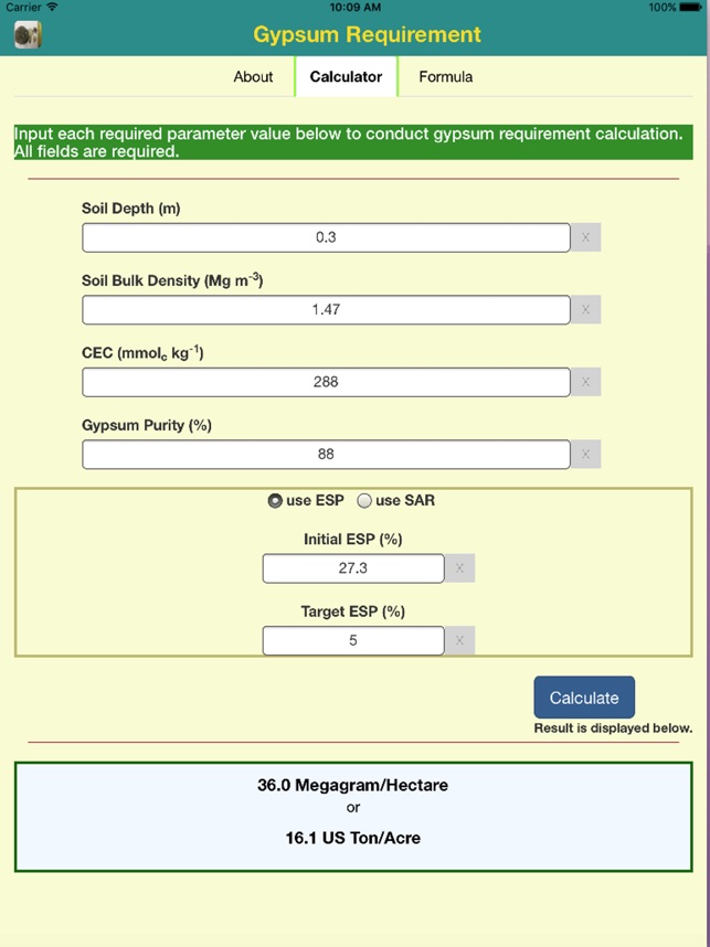 Gypsum Requirement screenshot 1 of 5