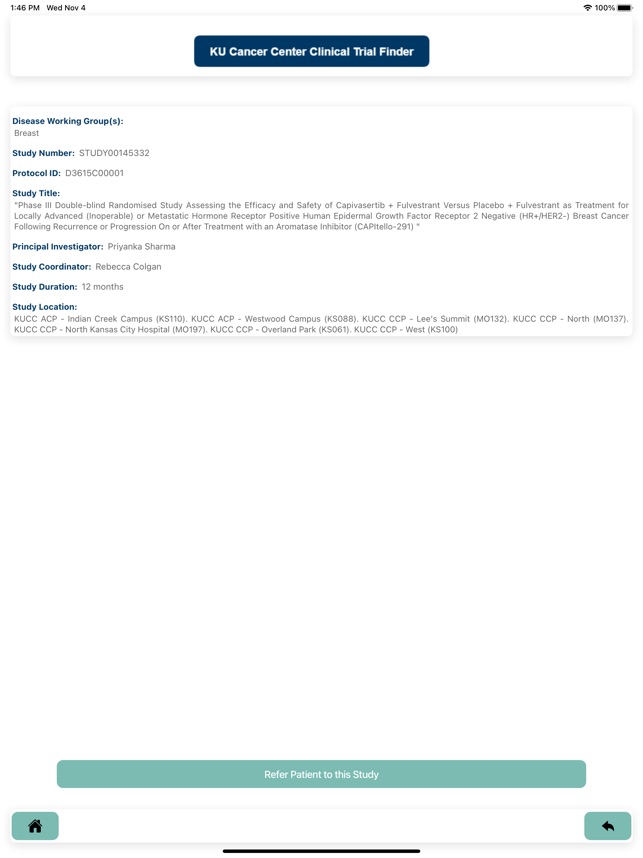 KUCC Clinical Trial Finder screenshot 8 of 16
