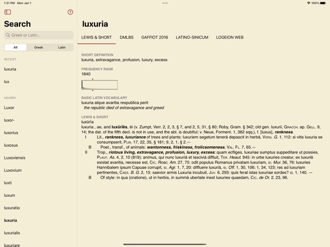 Logeion screenshot 1 of 8