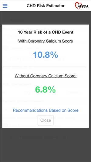 MESA Risk Score screenshot 2 of 6