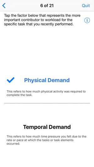 NASA TLX screenshot 3 of 8