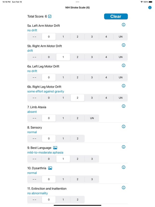 NIH Stroke Scale Calculator screenshot 2 of 12