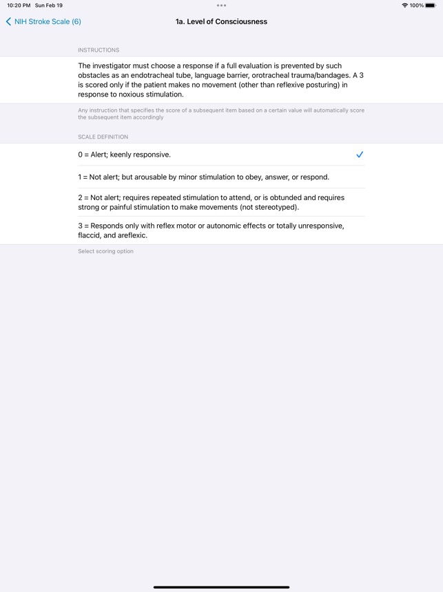 NIH Stroke Scale Calculator screenshot 3 of 12