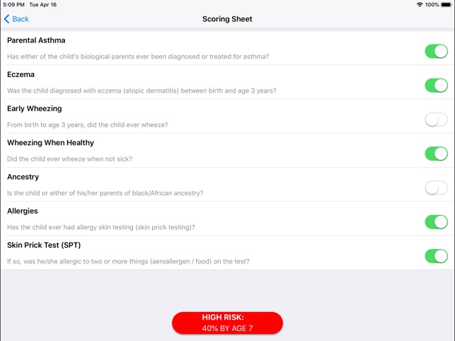 Pediatric Asthma Risk Score screenshot 4 of 10