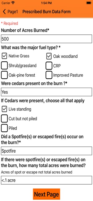 Prescribed Burn Entry Form screenshot 11 of 14