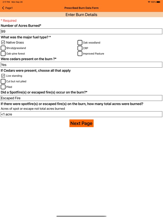 Prescribed Burn Entry Form screenshot 4 of 14