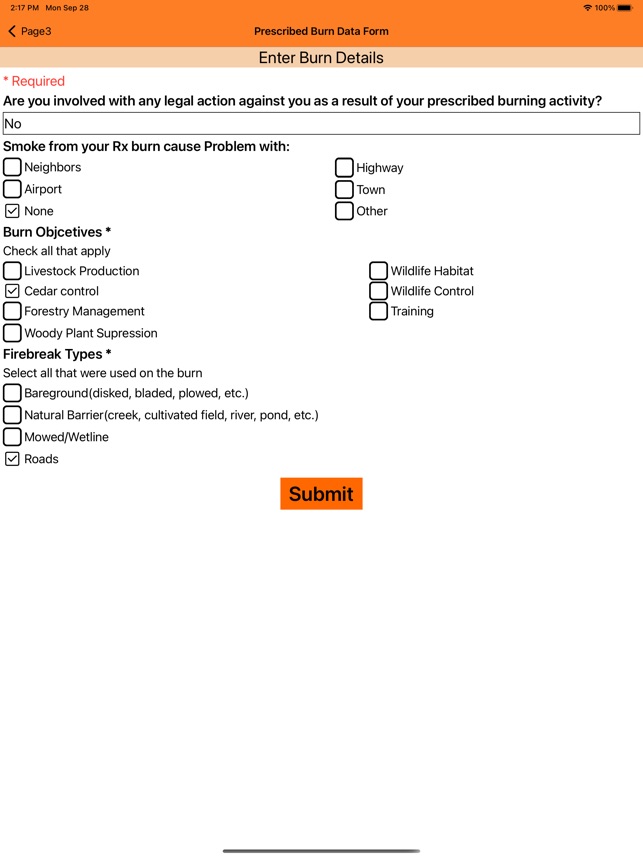 Prescribed Burn Entry Form screenshot 6 of 14