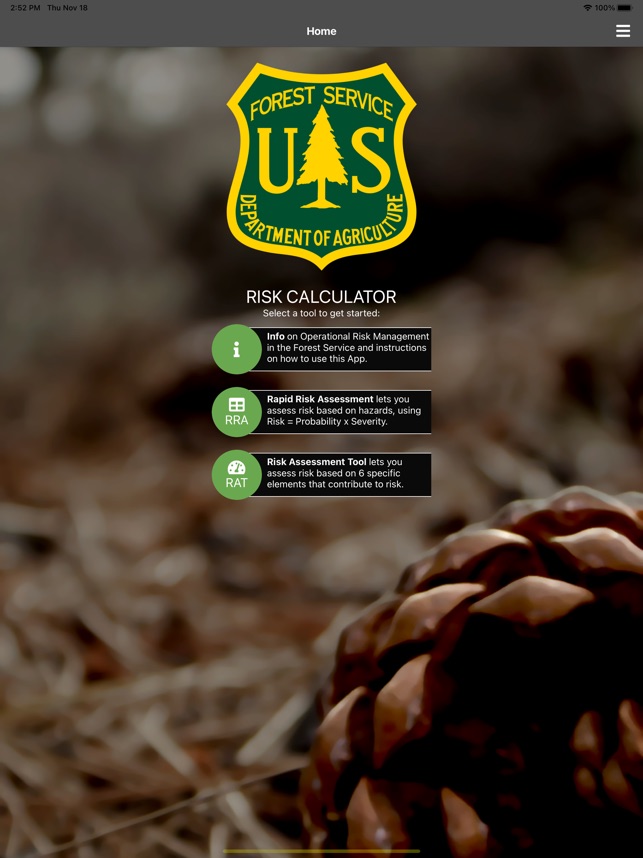 USFS Risk Calculator screenshot 1 of 23
