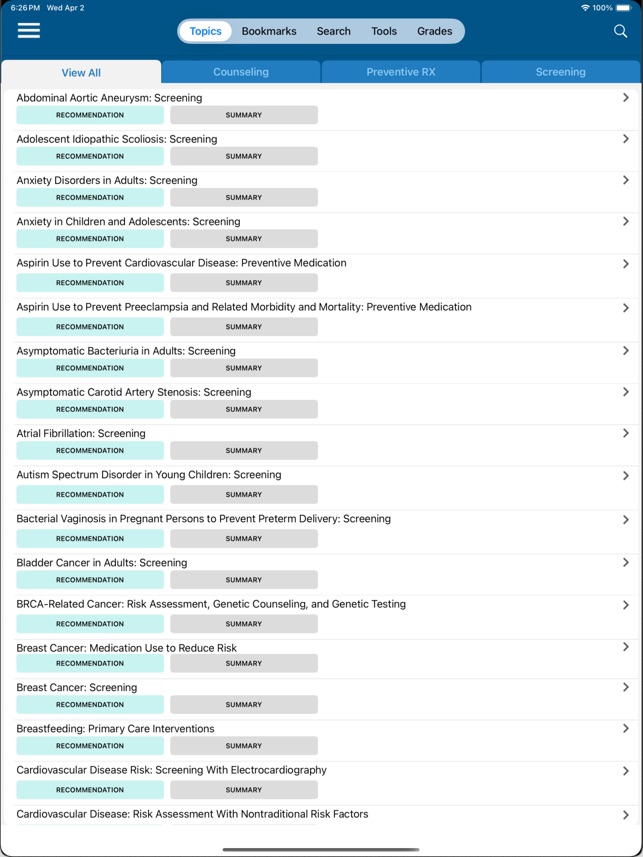USPSTF Prevention TaskForce screenshot 4 of 15
