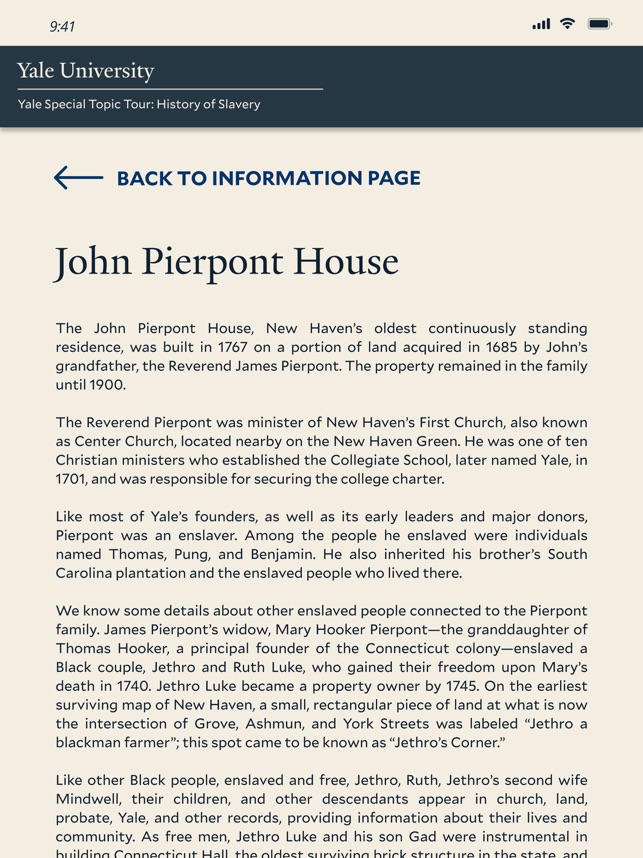 Yale Tour: History of Slavery screenshot 3 of 20